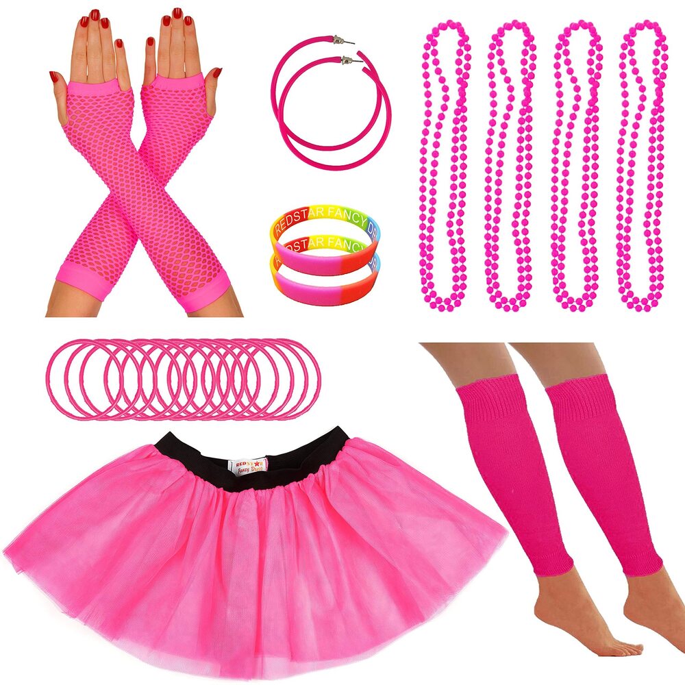 6474 80s Fancy Dress Neon Accessoriess Tutu Party Costume,